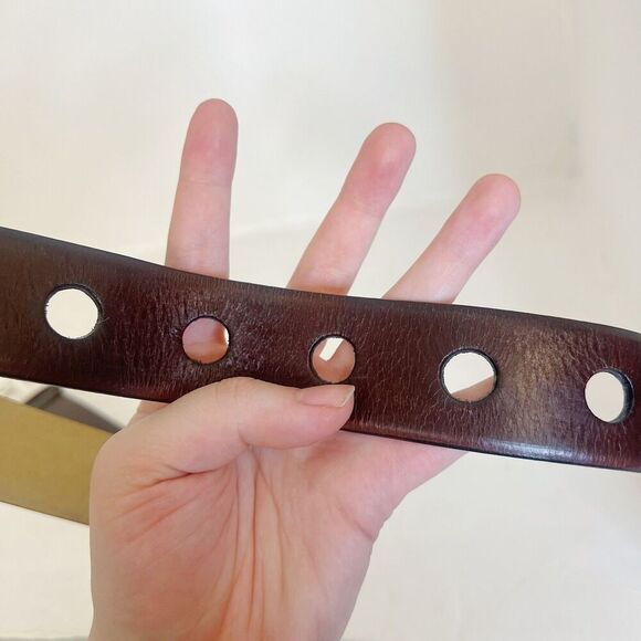 Michael Kors Brown Leather Belt Silver Buckle y2k Boho Chic Size M - Picture 6 of 6